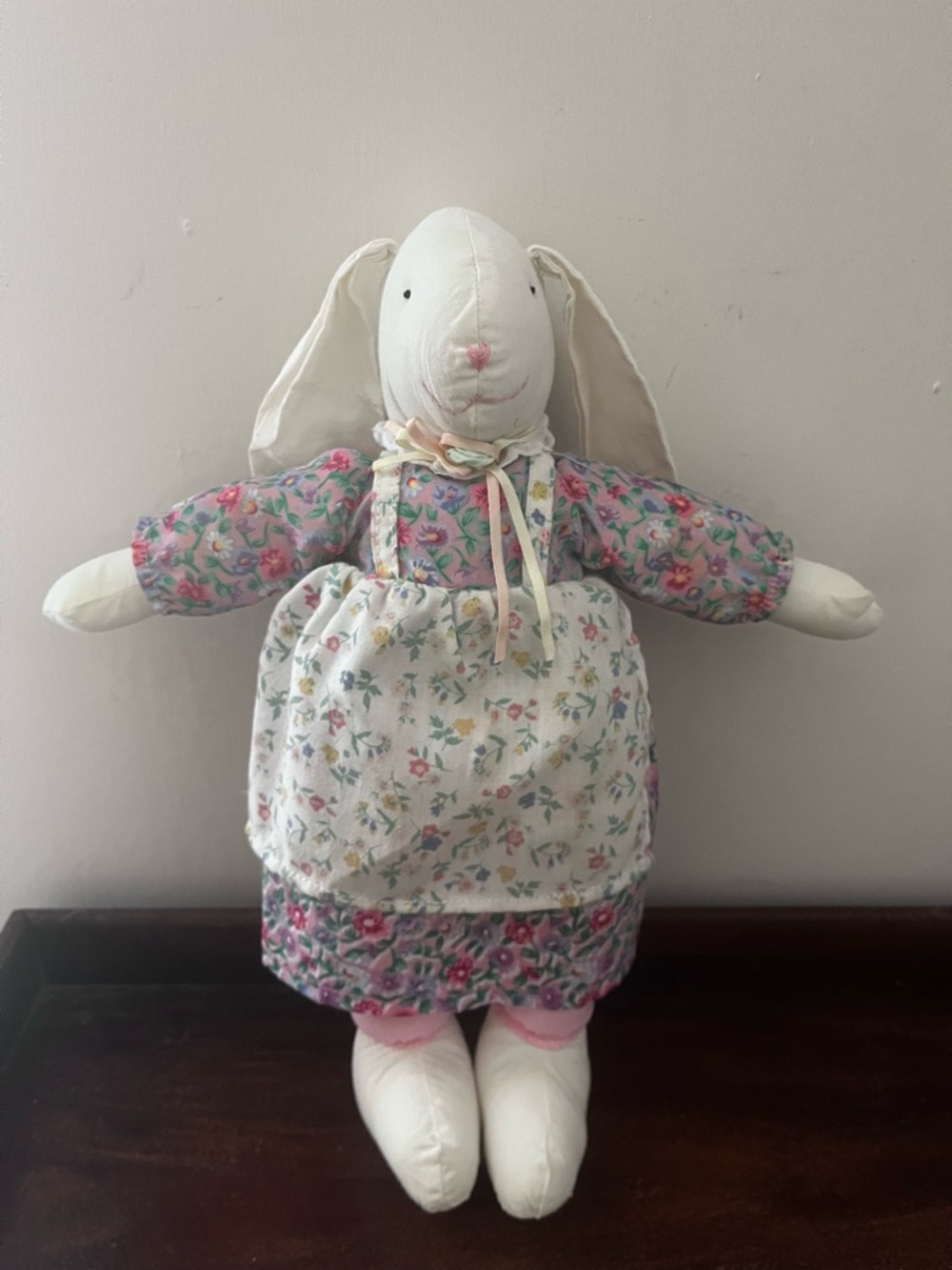 Vintage 1997 Kinder Care Floppy Ear Bunny Rabbit w Floral Apron